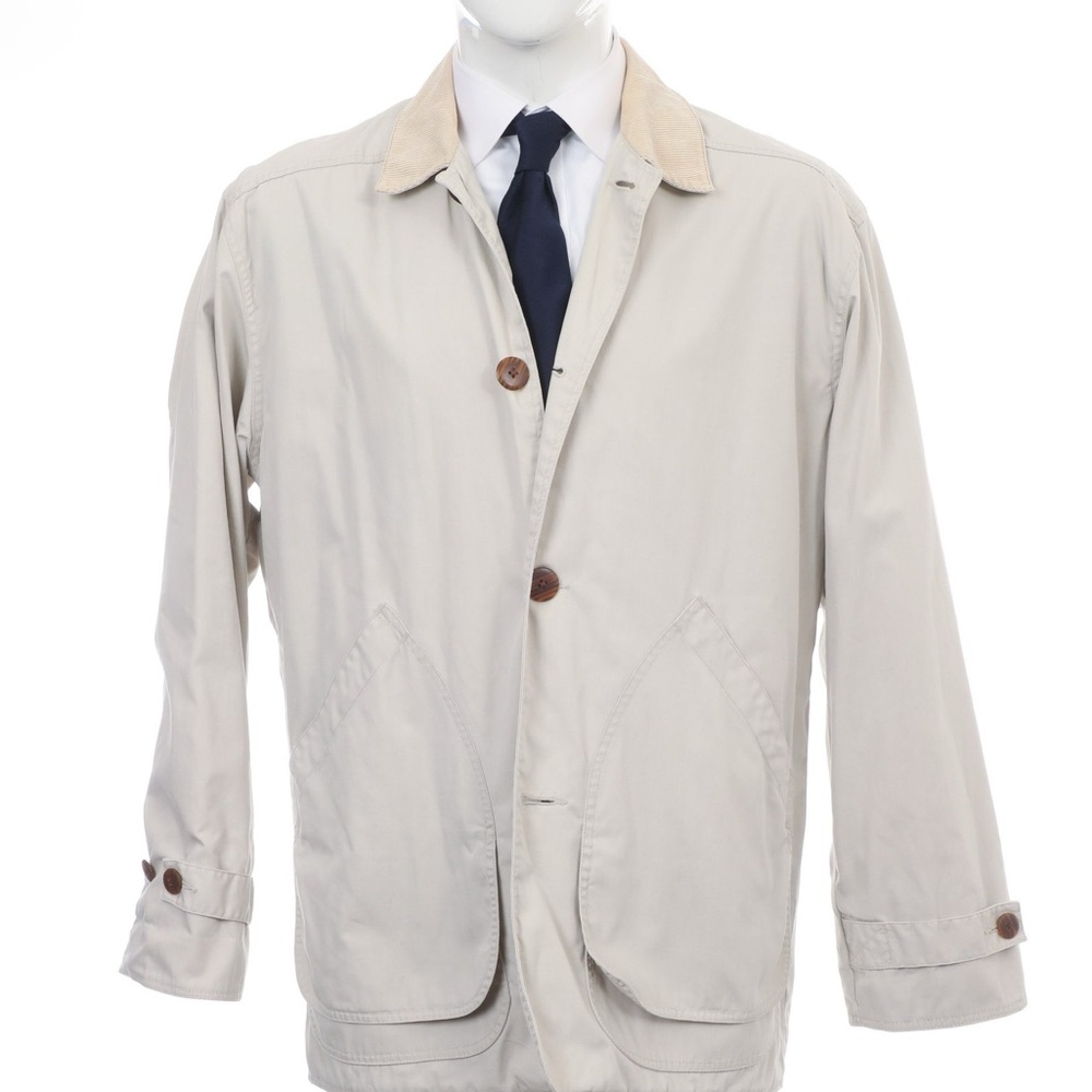 J.Crew Men’s Beige Barn Coat Jacket Plaid Lined Corduroy Collar Size M